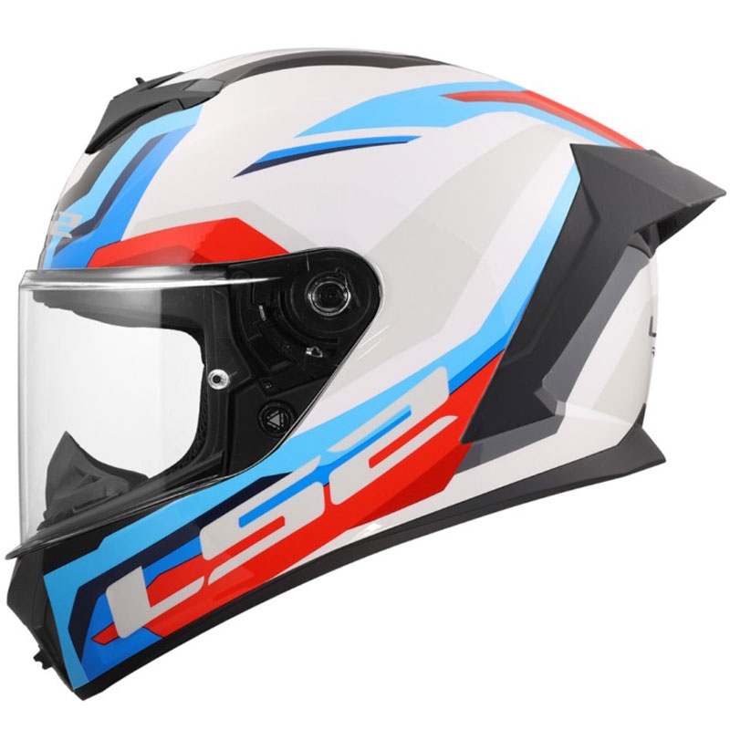 Casque intégral moto LS2 FF820 Rapid III Hyper Blanc brillant-Bleu-Rouge
