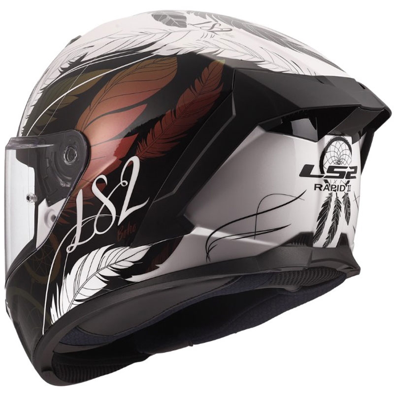 Casque intégral de moto LS2 FF820 Rapid III Boho blanc brillant-noir-rose