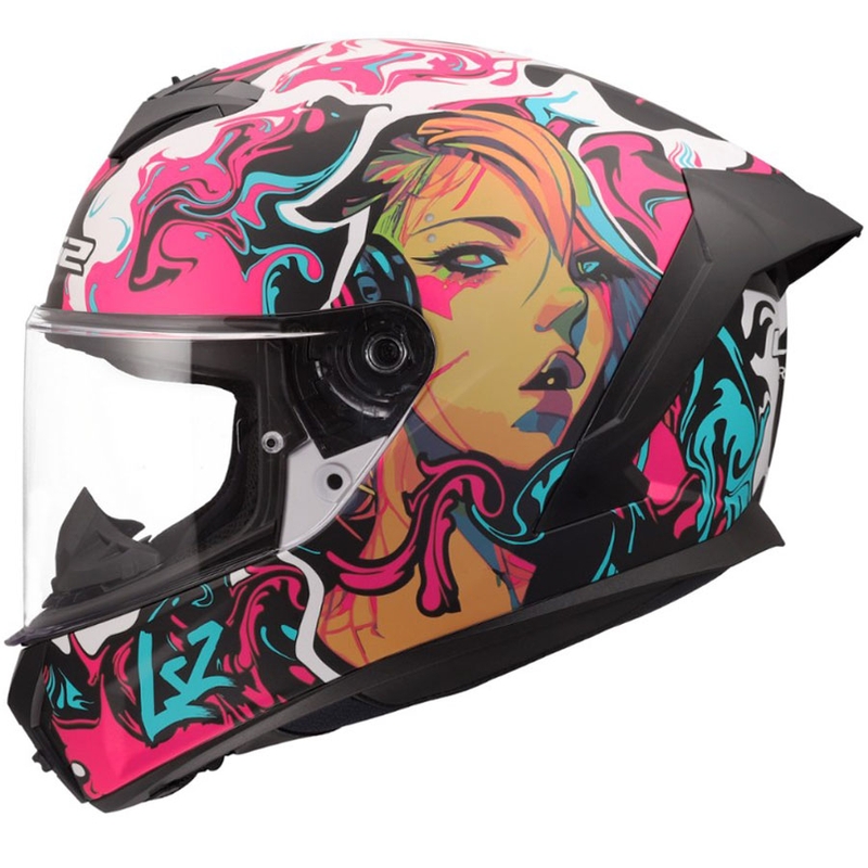 Casque intégral de moto LS2 FF820 Rapid III Cyberg violet-bleu-vert mat