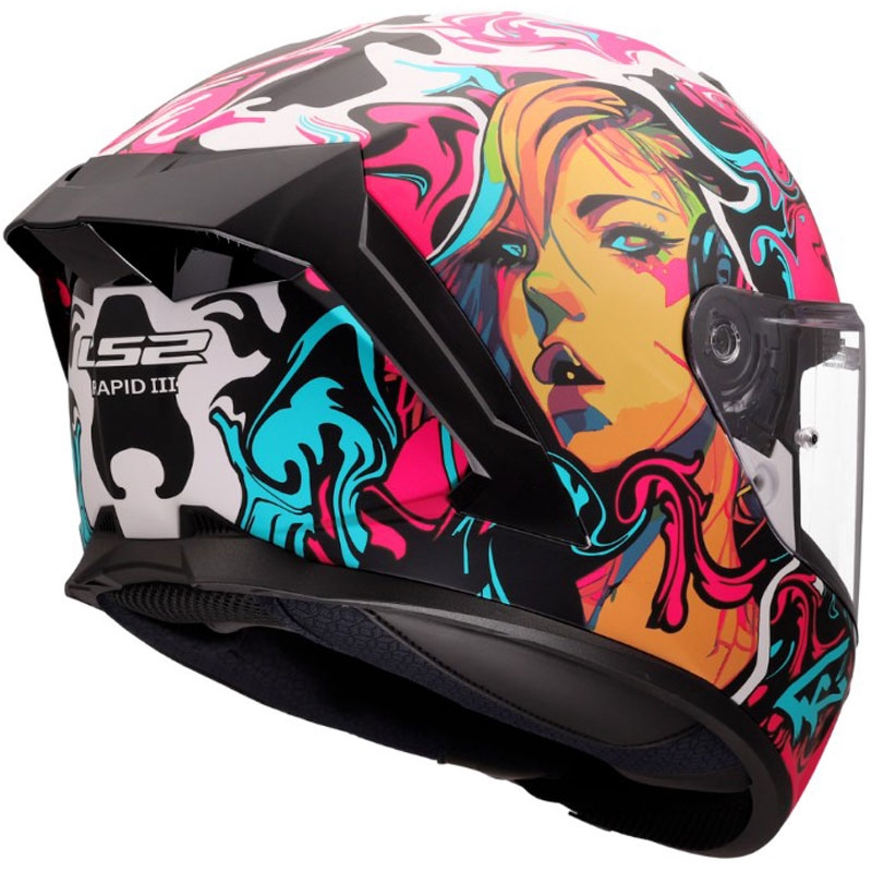 Casque intégral de moto LS2 FF820 Rapid III Cyberg violet-bleu-vert mat