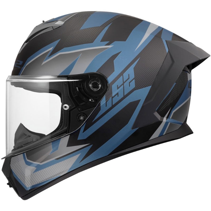 Casque intégral moto LS2 FF820 Rapid III Xtrem noir mat-bleu-essence