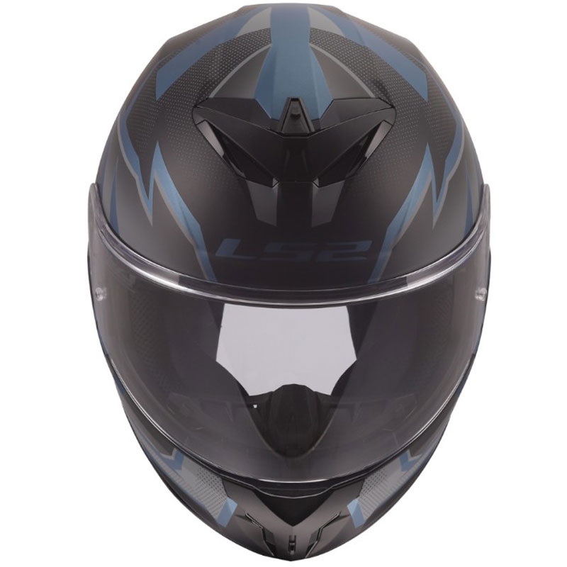 Casque intégral moto LS2 FF820 Rapid III Xtrem noir mat-bleu-essence
