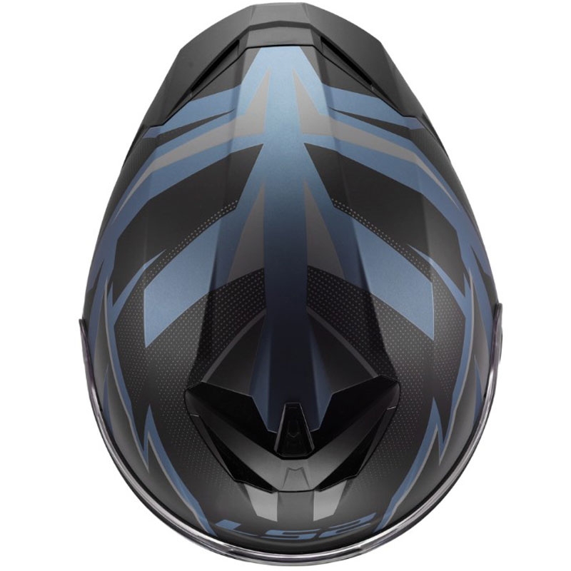 Casque intégral moto LS2 FF820 Rapid III Xtrem noir mat-bleu-essence