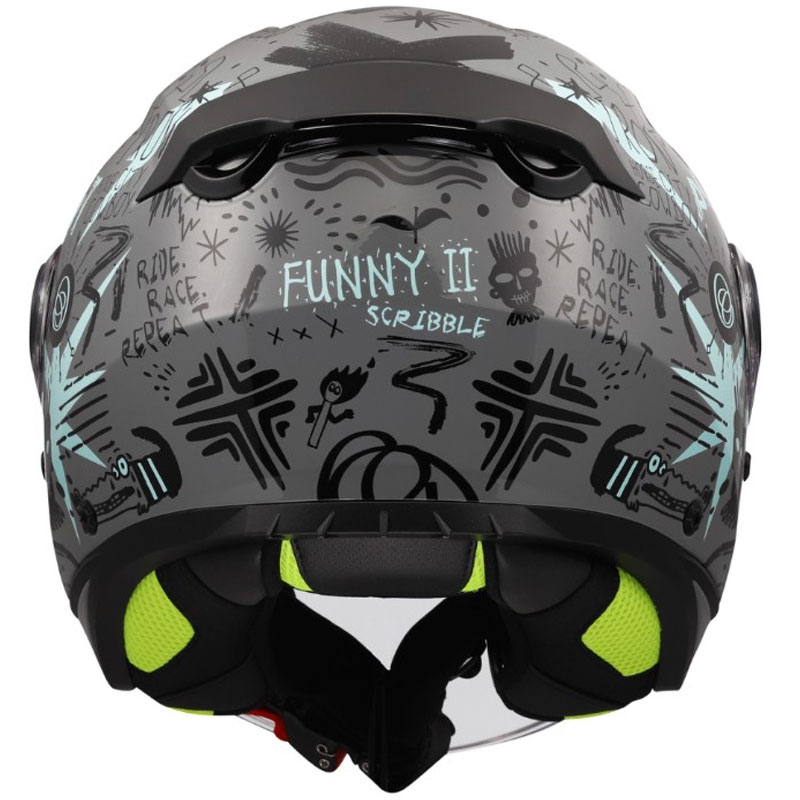 Casque de moto ouvert pour enfant LS2 OF622 Funny II Scribble gris-bleu brillant