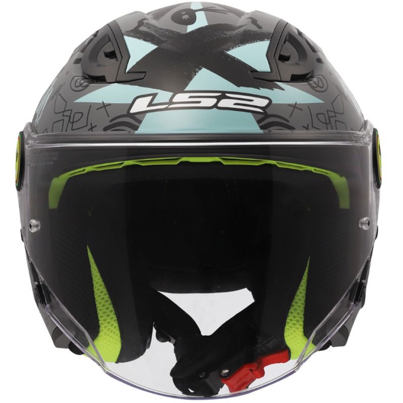 Casque de moto ouvert pour enfant LS2 OF622 Funny II Scribble gris-bleu brillant