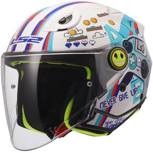 Casque de moto ouvert pour enfant LS2 OF622 Funny II Next Lever blanc brillant