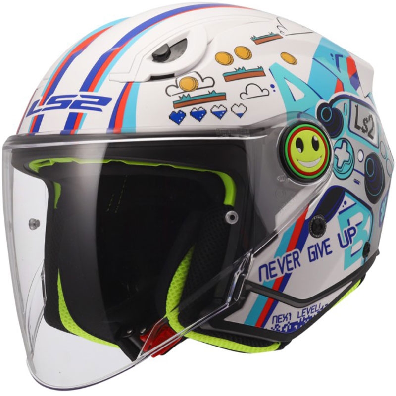 Casque de moto ouvert pour enfant LS2 OF622 Funny II Next Level blanc brillant