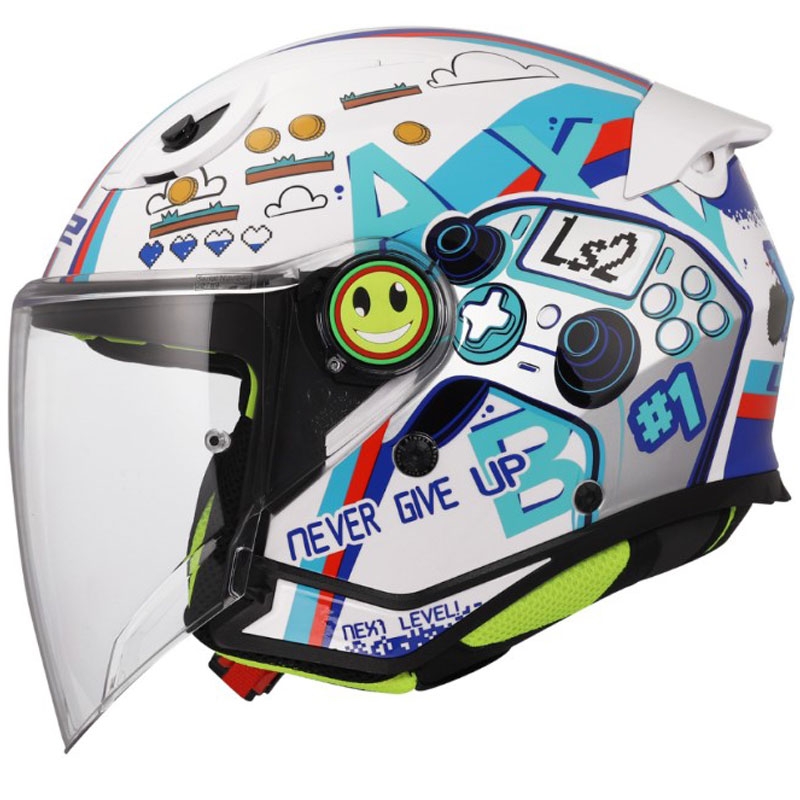 Casque de moto ouvert pour enfant LS2 OF622 Funny II Next Level blanc brillant