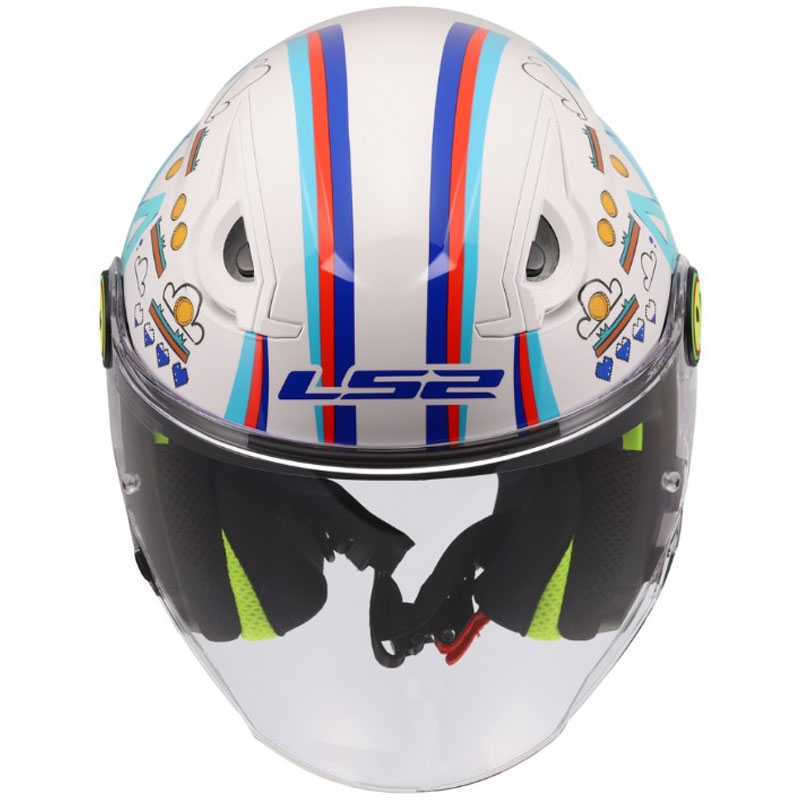 Casque de moto ouvert pour enfant LS2 OF622 Funny II Next Level blanc brillant