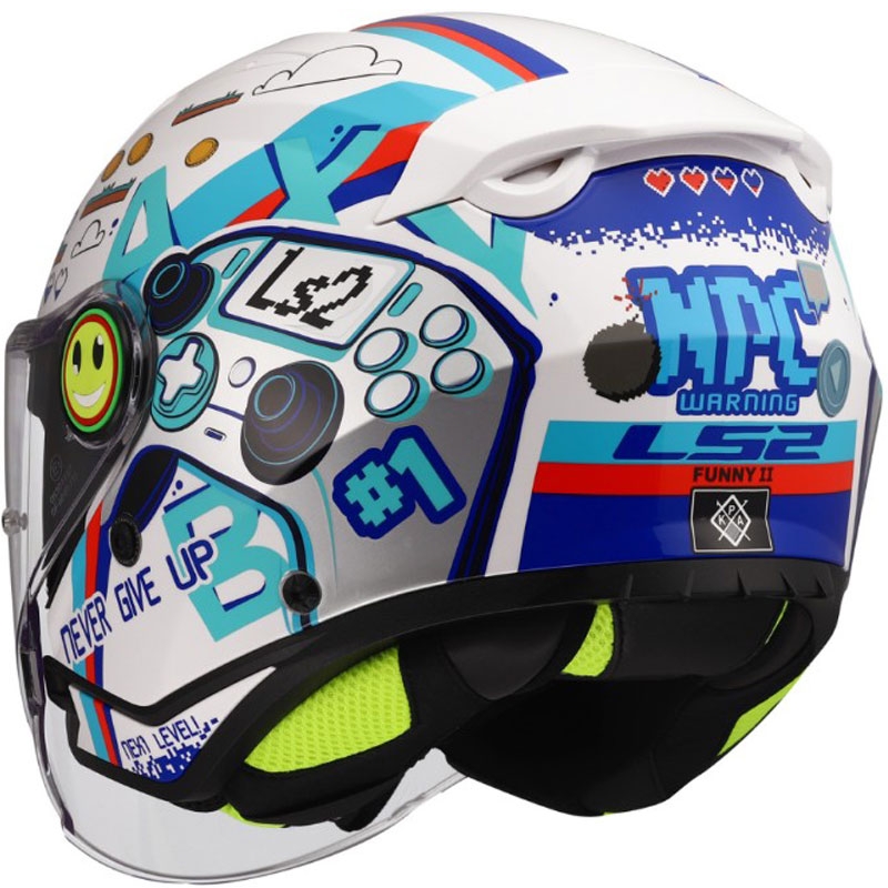 Casque de moto ouvert pour enfant LS2 OF622 Funny II Next Level blanc brillant