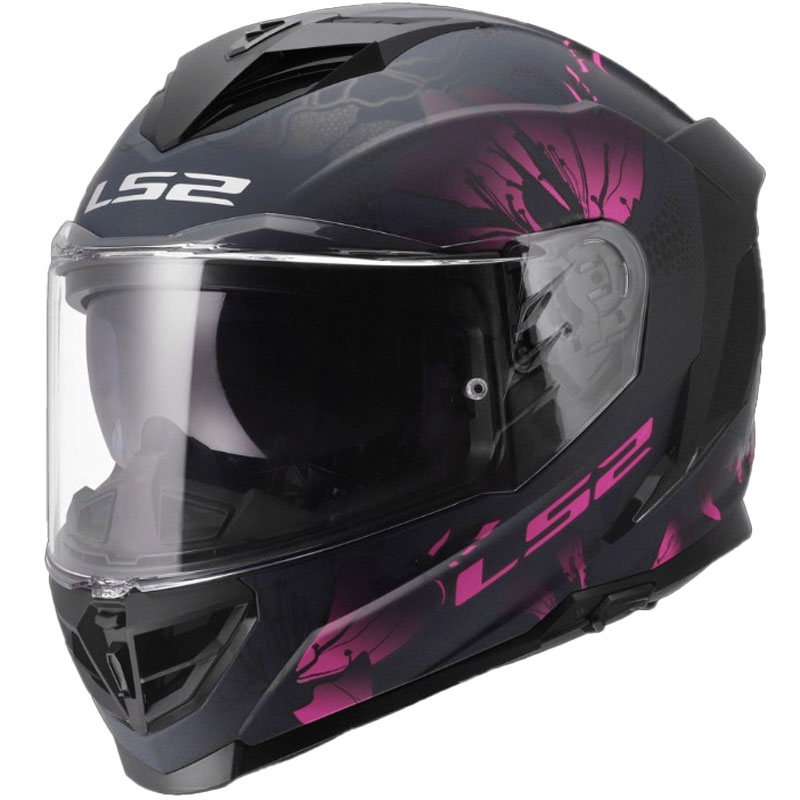Casque intégral moto LS2 FF818 Storm III Burst Noir-Rose