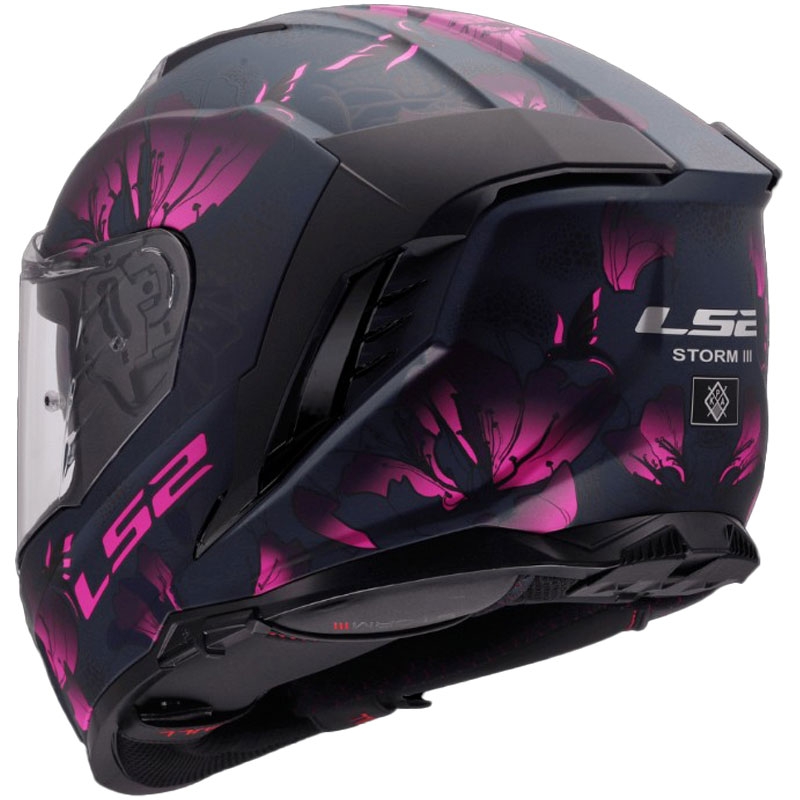 Casque intégral moto LS2 FF818 Storm III Burst Noir-Rose