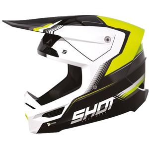Casque motocross enfant Shot Race Tracer blanc-noir-jaune fluo soldes