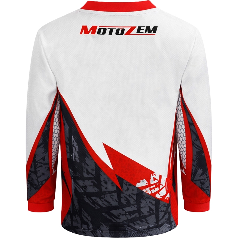 Maillot de motocross enfant MotoZem Ground MX blanc-noir-rouge