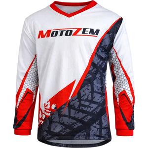 Maillot de motocross enfant MotoZem Ground MX blanc-noir-rouge