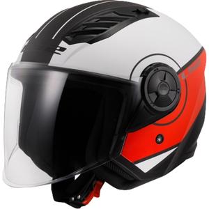 Casque moto ouvert LS2 OF616 Airflow II Cover blanc mat et rouge