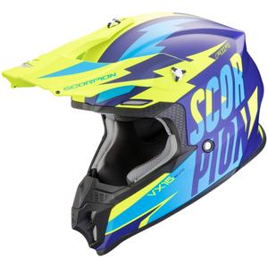 Casque de motocross Scorpion VX-16 EVO AIR Slanter bleu mat-jaune fluo soldes