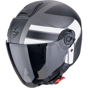 Casque moto ouvert Scorpion EXO-CITY II BLUR mat argent-noir-blanc soldes