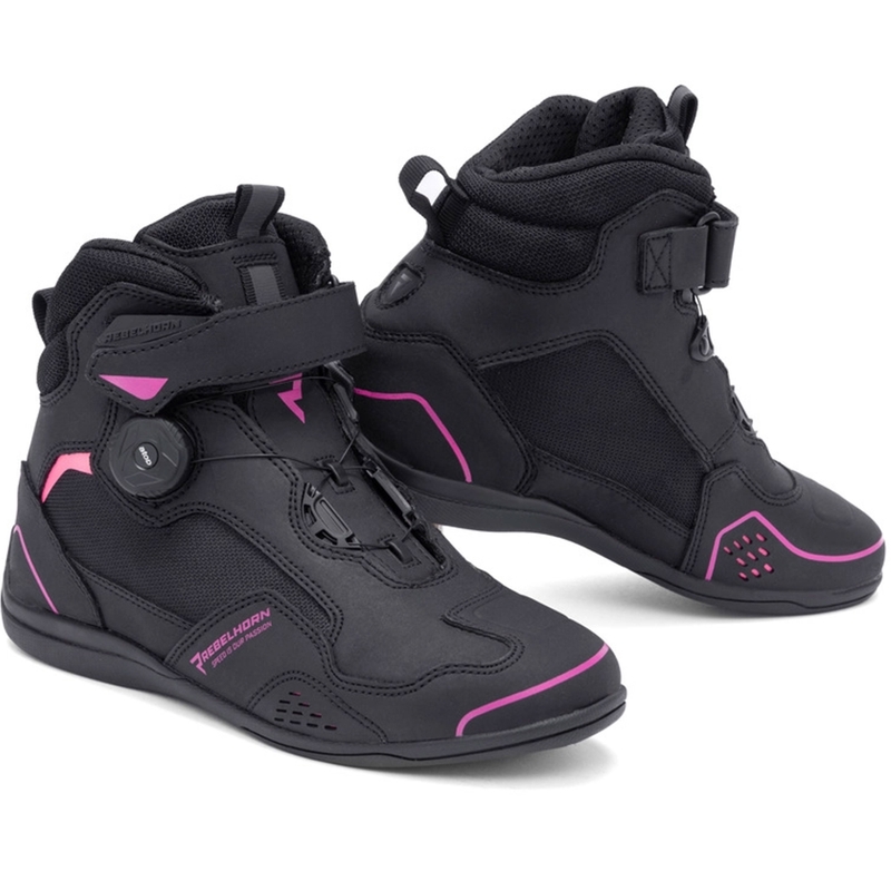 Bottes de moto Rebelhorn Spark II noires et roses pour femmes