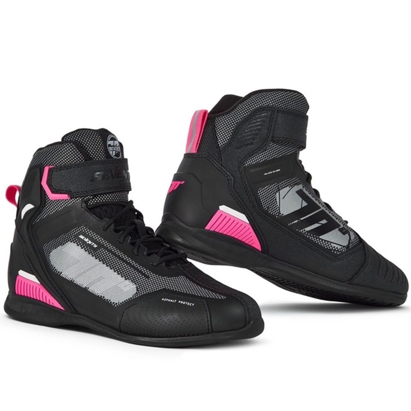Bottes de moto SEVENTY DEGREES SD-BR2 Veloce noir et rose