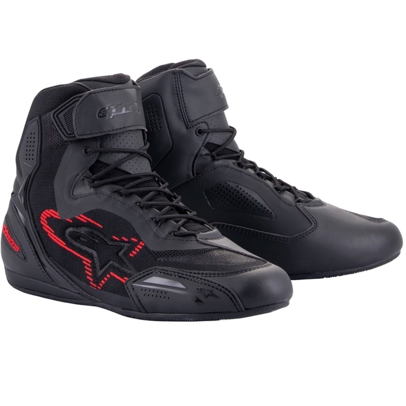 Bottes de moto Alpinestars Faster-3 Rideknit Noir-Gris foncé-Rouge