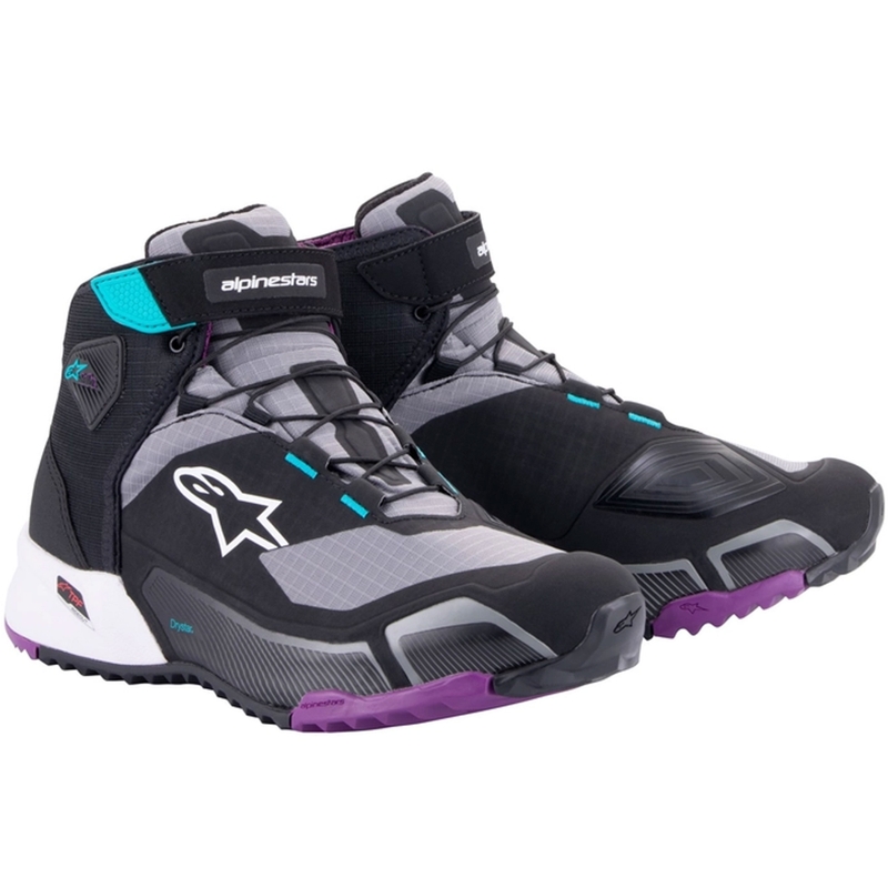 Bottes de moto Alpinestars Femmes Stella CR-X Drystar Noir-Gris-Violet-Turquoise