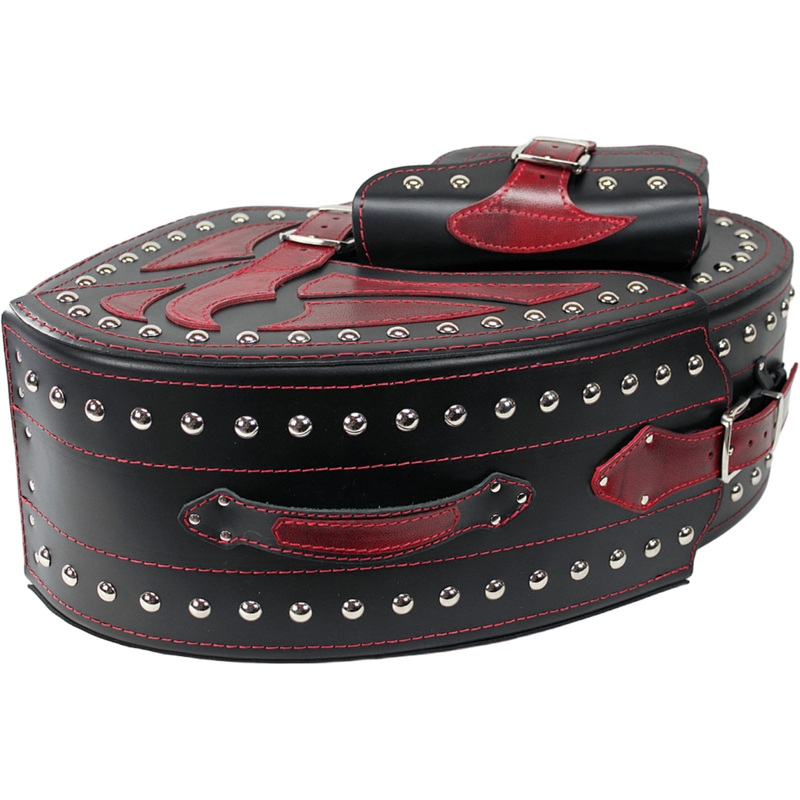 Sacoches de moto en cuir avec rivets RSA S261B noir-rouge