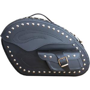 Sacoches de moto en cuir avec rivets RSA S266B noires