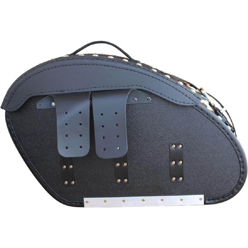 Sacoches de moto en cuir avec rivets RSA S266B noires