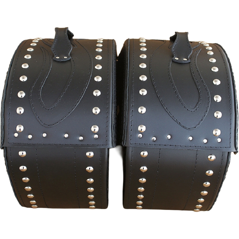 Sacoches de moto en cuir avec rivets RSA S266B noires
