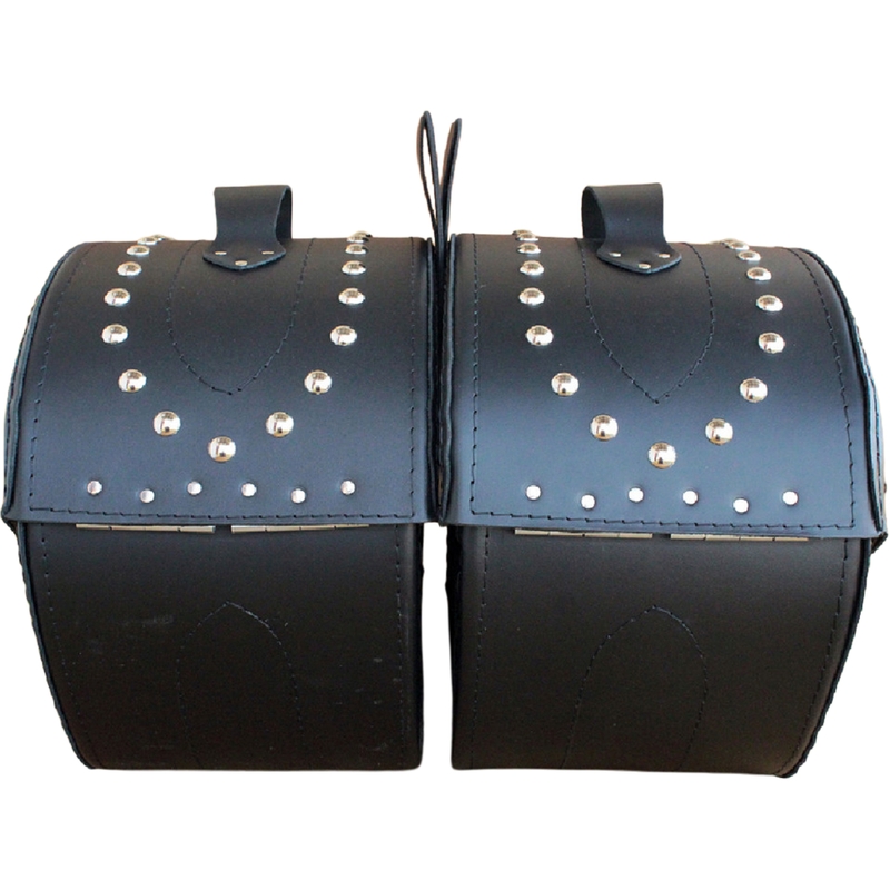 Sacoches de moto en cuir avec rivets RSA S263B noires