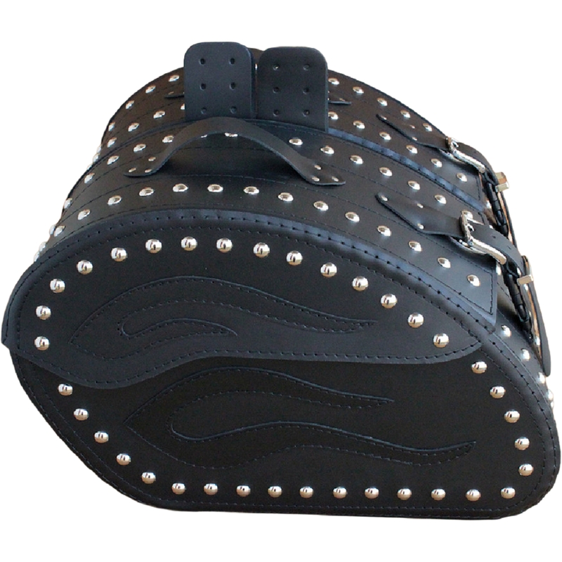 Sacoches de moto en cuir avec rivets RSA S263B noires