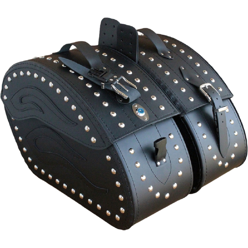 Sacoches de moto en cuir avec rivets RSA S263B noires