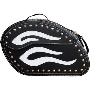 Sacoches de moto en cuir avec rivets RSA S263B noir et blanc