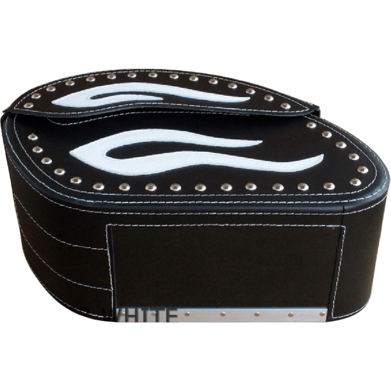 Sacoches de moto en cuir avec rivets RSA S263B noir et blanc