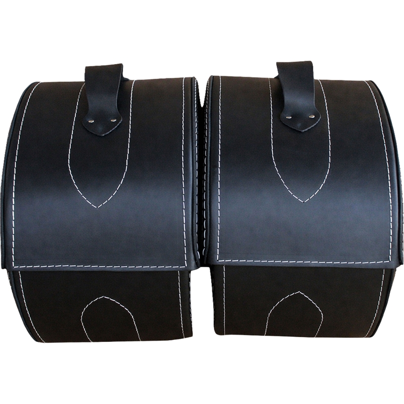 Sacoches de moto en cuir RSA S263A noir et blanc