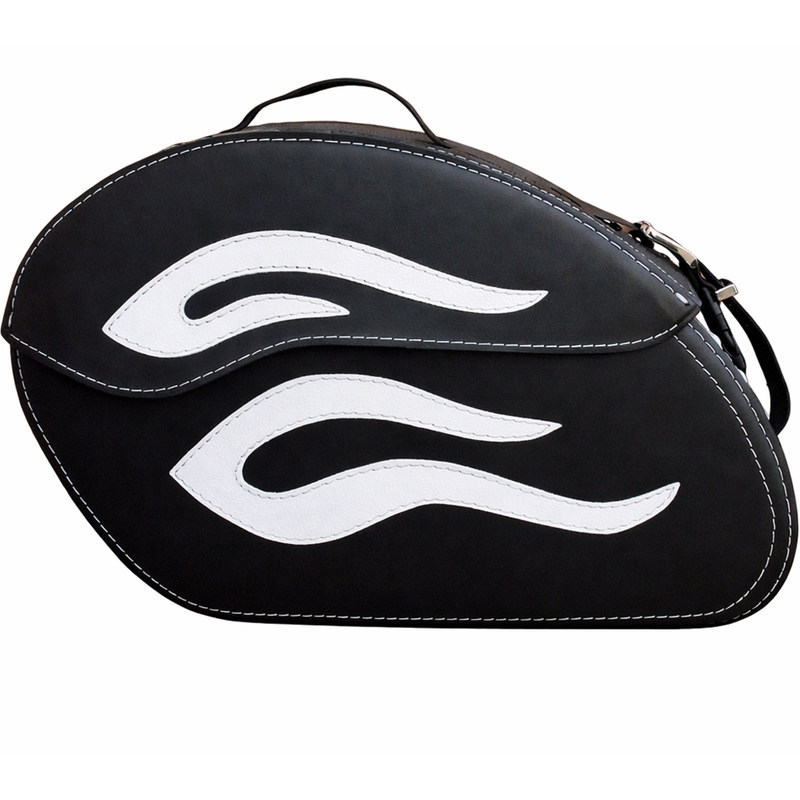 Sacoches de moto en cuir RSA S263A noir et blanc
