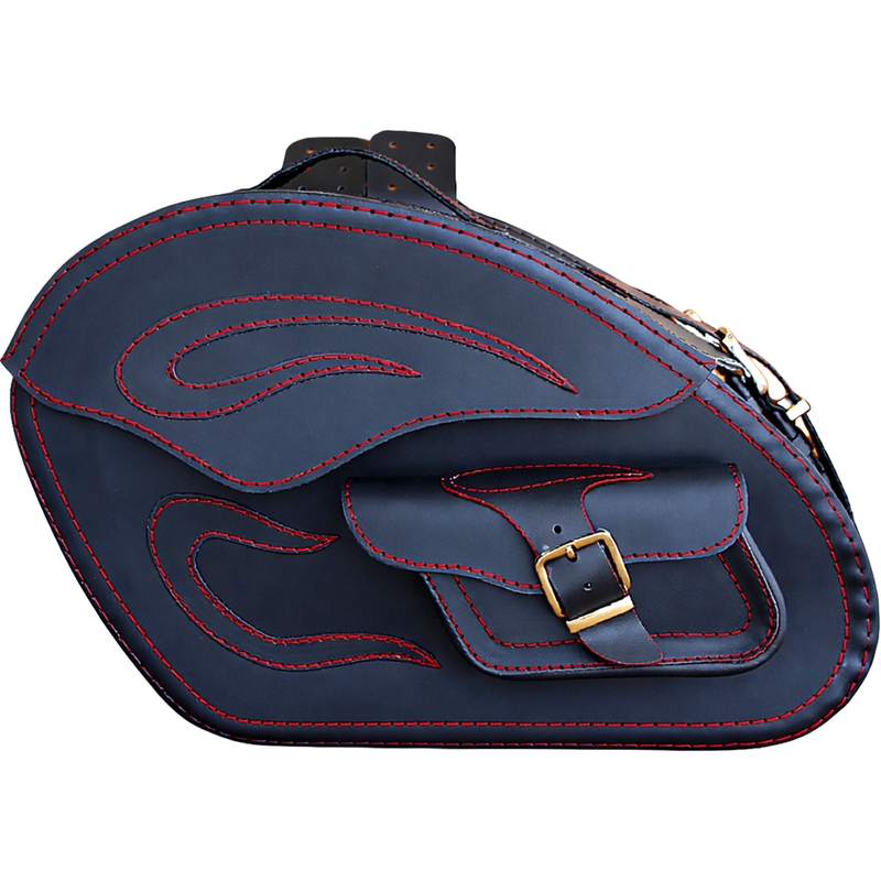 Sacoches de moto en cuir RSA S266A noir-rouge