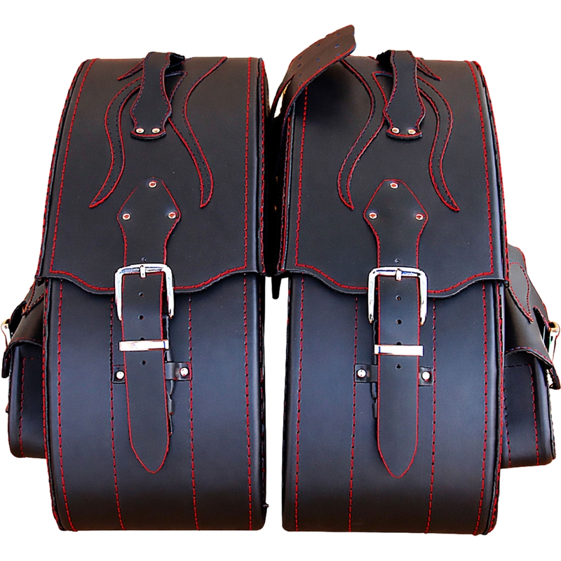 Sacoches de moto en cuir RSA S266A noir-rouge