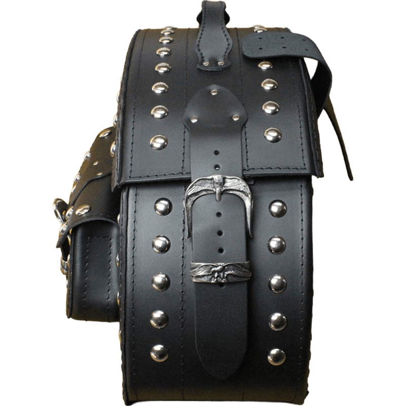 Sacoches de moto en cuir avec rivets RSA S158B noires