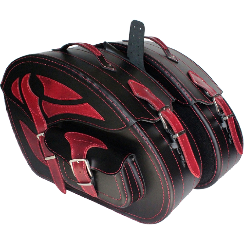 Sacoches de moto en cuir RSA S261A noir-rouge