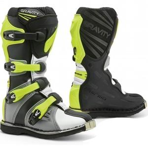 Bottes de moto pour enfants Forma Gravity gris-blanc-jaune fluo