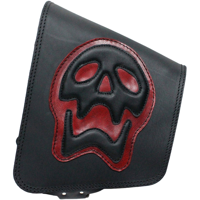 Sacoche de moto en cuir RSA S493 Skull HD Softail noir et rouge
