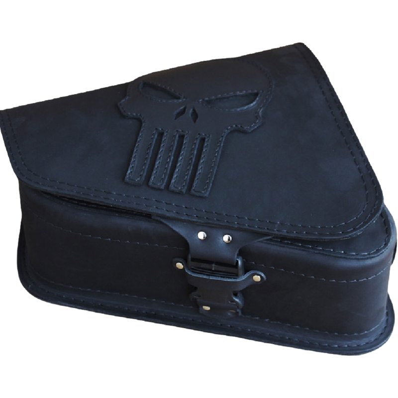 Sacoche de moto en cuir RSA S571 Punisher HD Sportster noire