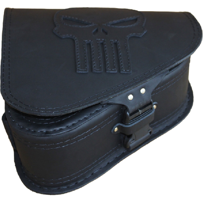 Sacoche de moto en cuir RSA S63 Punisher noire