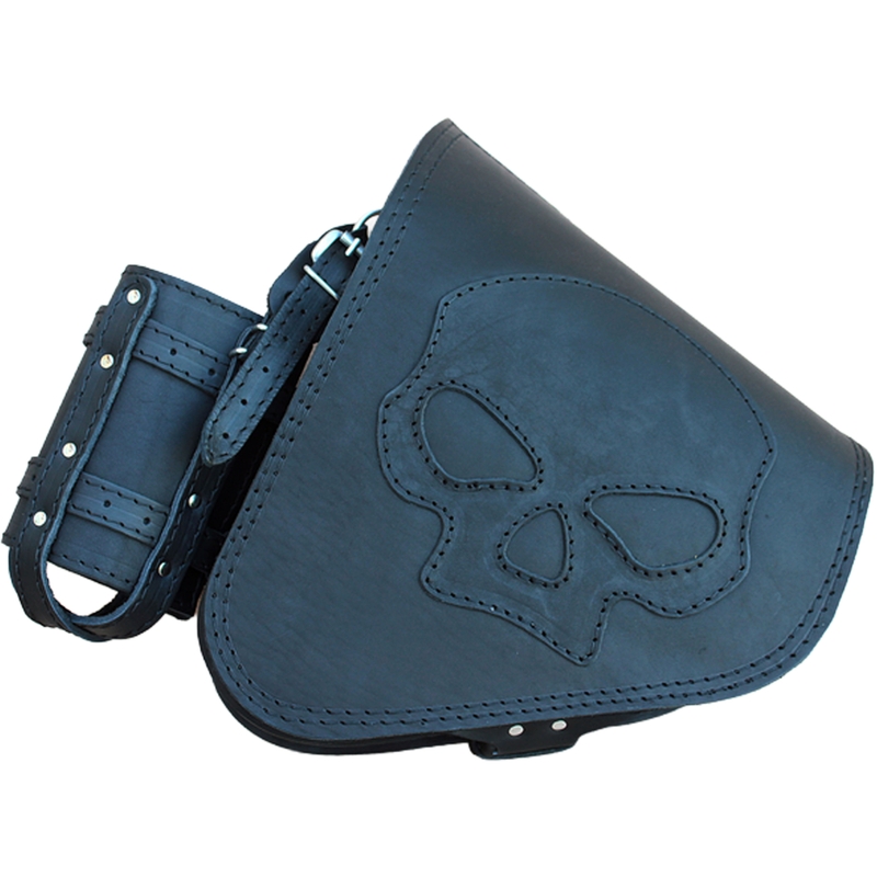 Sacoche de moto en cuir RSA S63 Skull HD Softail noire