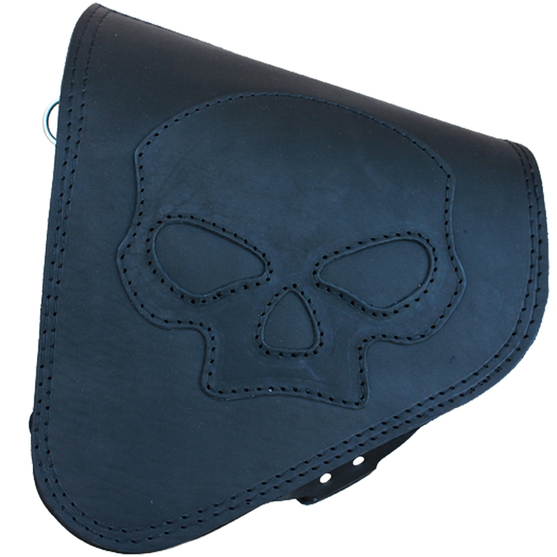 Sacoche de moto en cuir RSA S63 Skull HD Softail noire