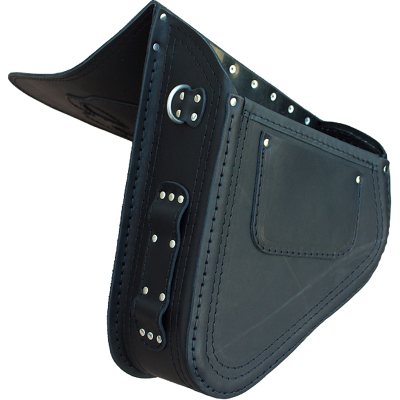 Sacoche de moto en cuir RSA S63 Skull HD Softail noire
