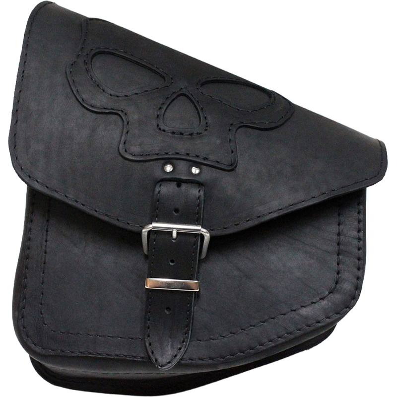 Sacoche de moto en cuir RSA S66 Skull HD Softail noire
