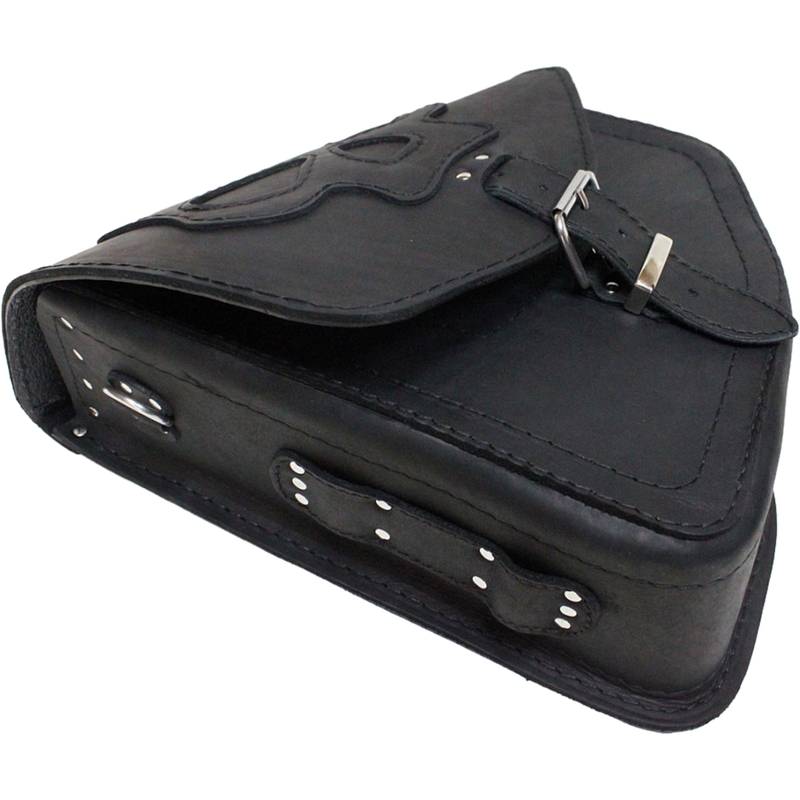 Sacoche de moto en cuir RSA S66 Skull HD Softail noire